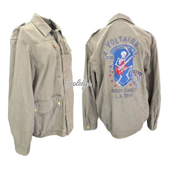 Zadig & Voltaire Kid Mili Abbot Kinney Skull Guitar Embroidery Back Jacket Small - Picture 1 of 10